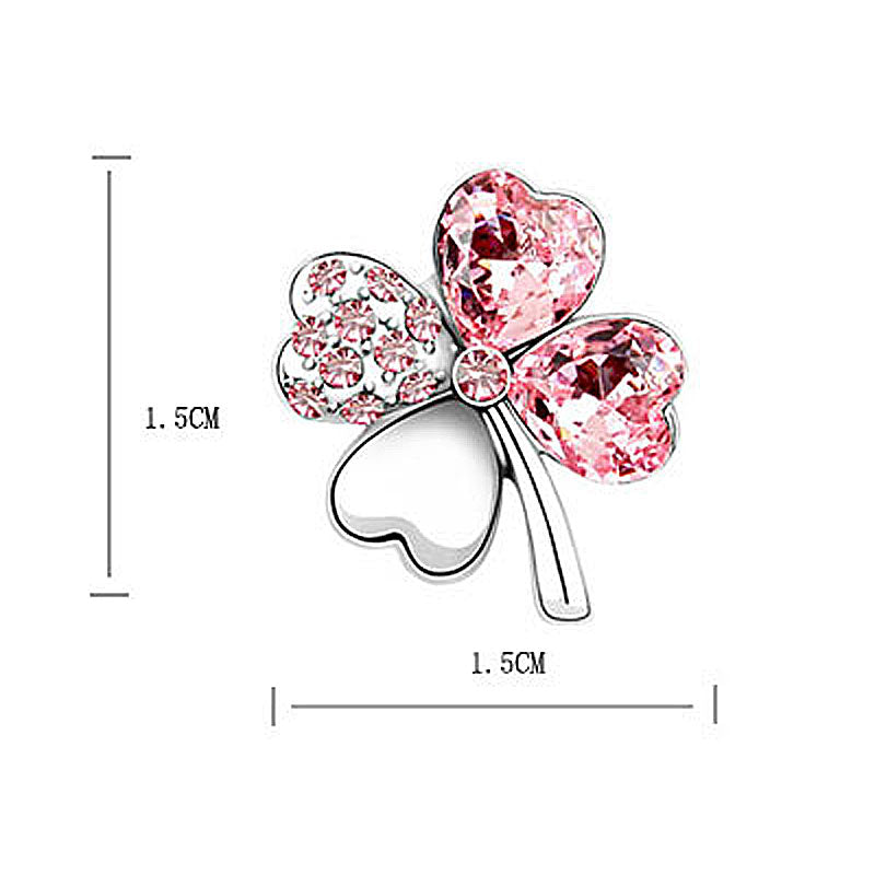 4 Leaf Clover Flower Light Pink Earrings use Austrian Crystal XE520-2