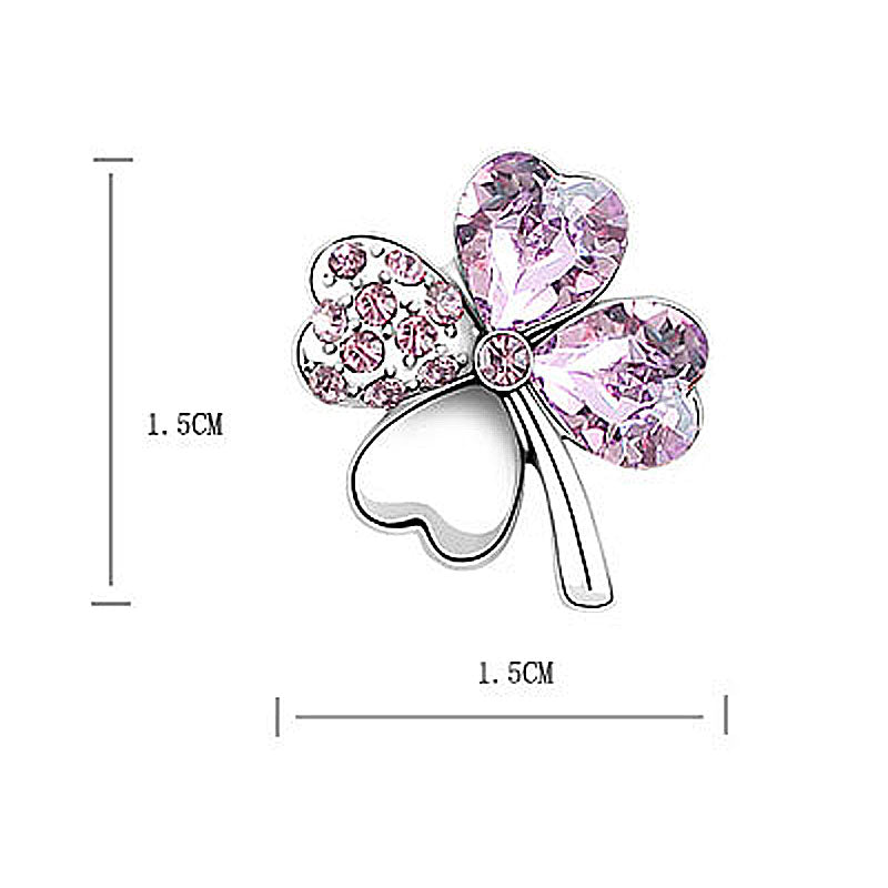 4 Leaf Clover Flower Light Lilac Purple Earrings use Austrian Crystal XE521-2