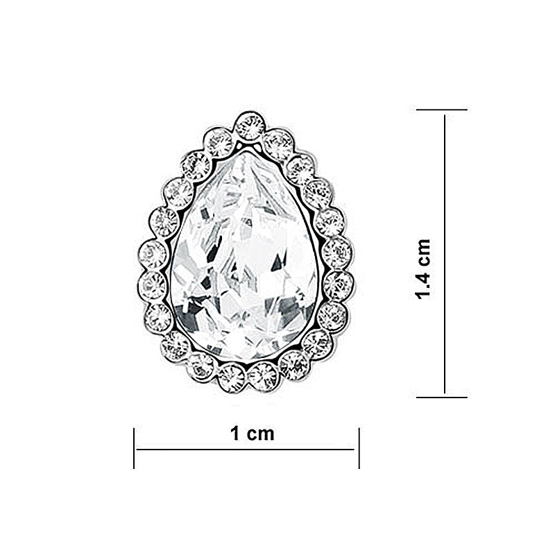 2 Carat Silver Clear Pear Cut Stud Earrings use Austrian Crystal XE572-2