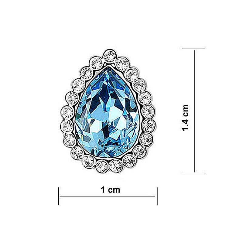 2 Carat Blue Pear Cut Stud Earrings use Austrian Crystal XE574-2