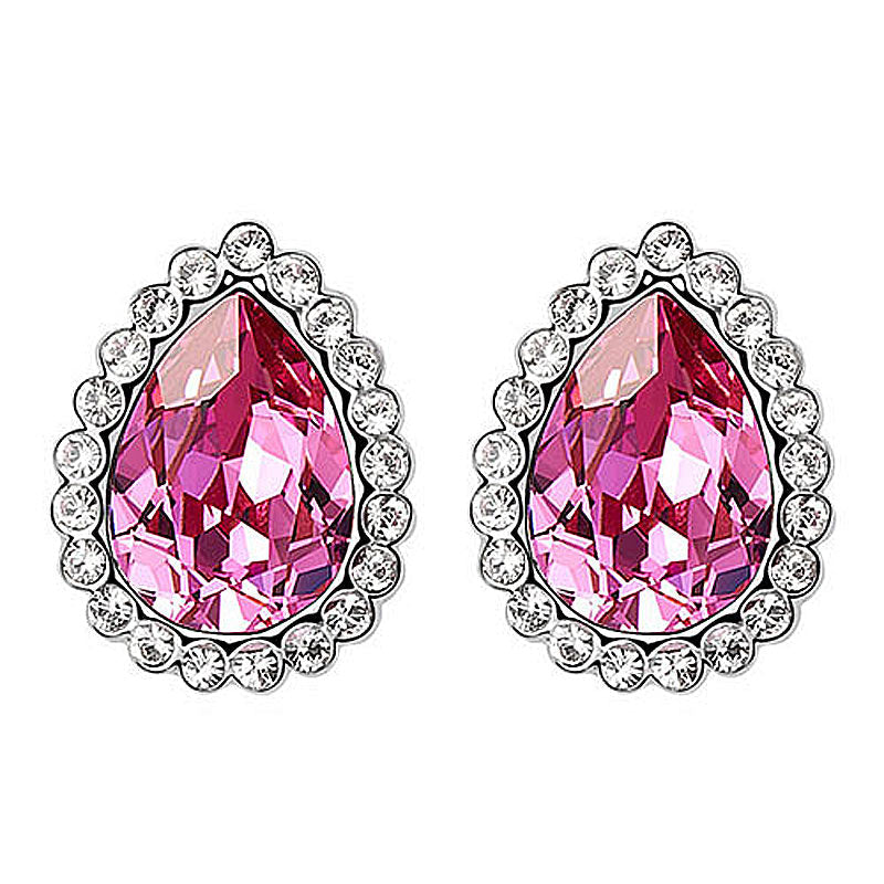 2 Carat Pink Pear Cut Stud Earrings use Austrian Crystal XE575-0
