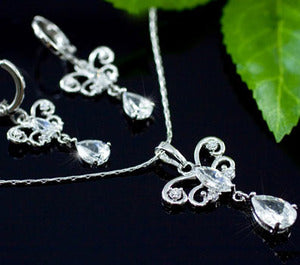 2 Carat Butterfly 18KGP Necklace Earrings Set XN185-0