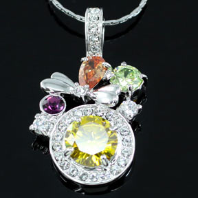 3.5 Carat Created Topaz Necklace use Austrian Crystal XN216-0