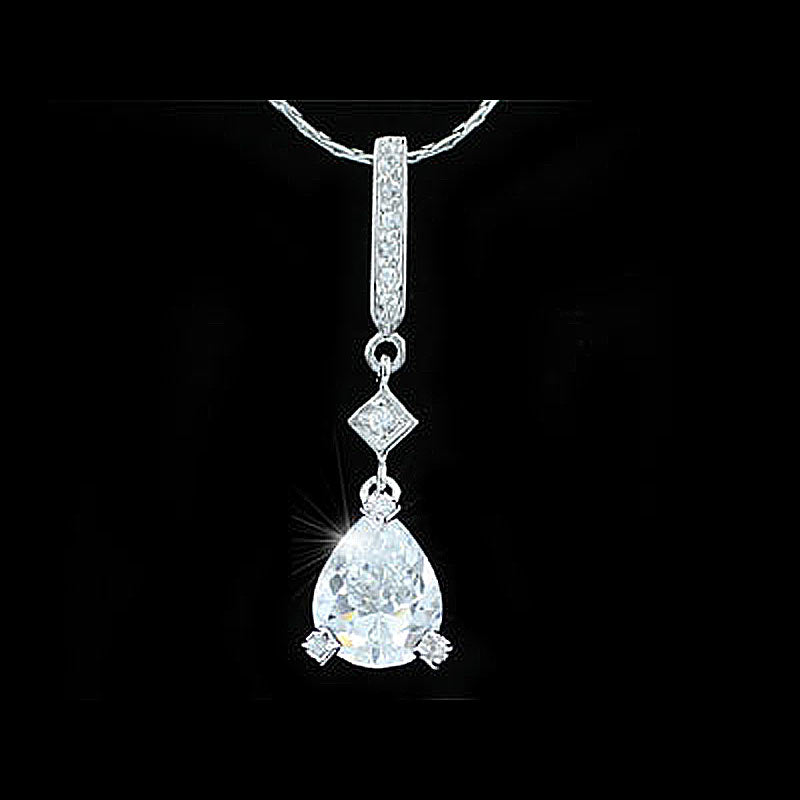 2 Carat Pear Cut Created Diamond Pendant Necklace XN254-1