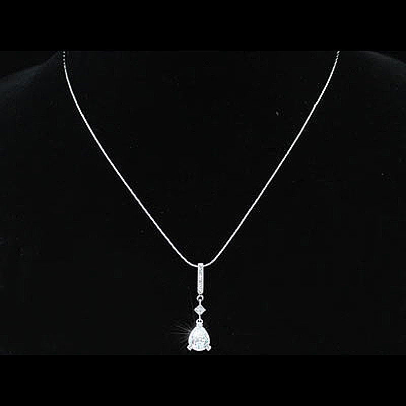 2 Carat Pear Cut Created Diamond Pendant Necklace XN254-3