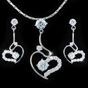 4 Carat CZ Created Diamond Heart Necklace Earrings Set XN265-0