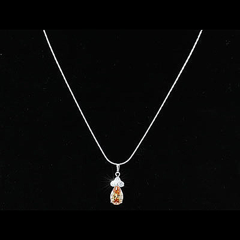 2.5 Carat Pear Cut Amber CZ Created Diamond Pendant & Necklace XN284-3