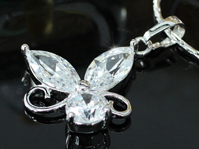 3.5 Carat Butterfly CZ Created Diamond Pendant Necklace XN292-2
