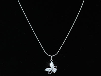 3.5 Carat Butterfly CZ Created Diamond Pendant Necklace XN292-3