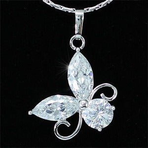 3.5 Carat Butterfly CZ Created Diamond Pendant Necklace XN292-0