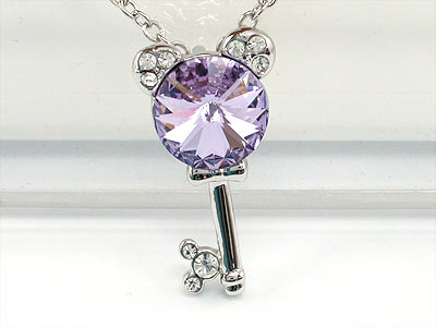 3 Carat Mickey Love Key Necklace use Austrian Crystal XN319-1