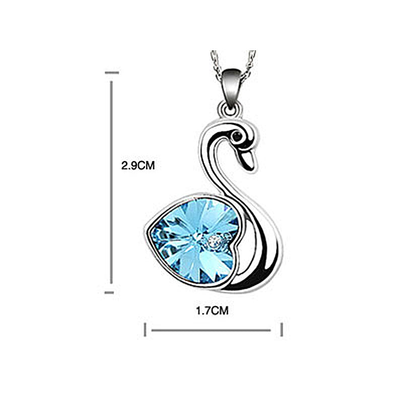 3 Carat Aqua Blue Heart Swan Necklace use Austrian Crystal XN364-2