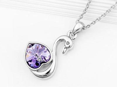 3 Carat Purple Heart Swan Necklace use Austrian Crystal XN365-1