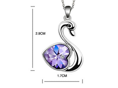 3 Carat Purple Heart Swan Necklace use Austrian Crystal XN365-2