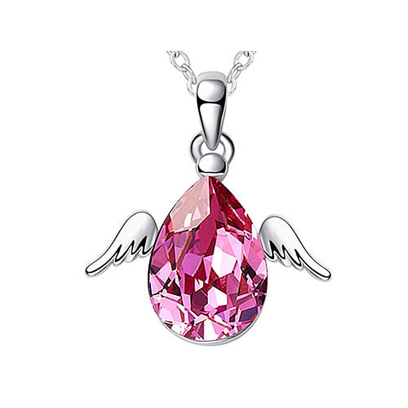 4 Carat Pink Angel Wing Necklace use Austrian Crystal XN404-0