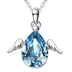 4 Carat Blue Angel Wing Necklace use Austrian Crystal XN405-0