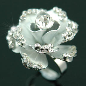 Unique! 3D Rose Flower Ring use Swarovski Crystal XR044-0