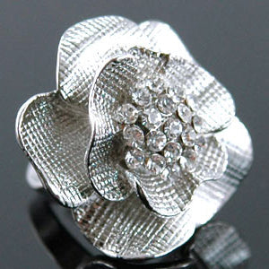 3D Rose Flower Bling Ring use Austrian Crystal XR057-0