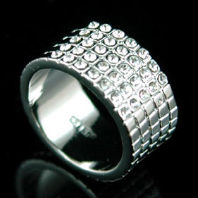 White Gold Plated Bling Ring use Swarovski Crystal XR064-0