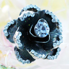 3D Blue Rose Flower Ring use Austrian Crystal XR070-0