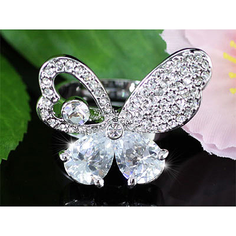 3 Carat Butterfly Ring use Austrian Crystal Free Size XR100-1