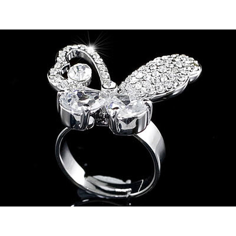 3 Carat Butterfly Ring use Austrian Crystal Free Size XR100-3