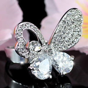 3 Carat Butterfly Ring use Austrian Crystal Free Size XR100-0