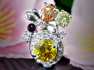 3 Carat Multi-Colour Flower Created Topaz Ring XR105-0