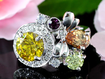 3 Carat Multi-Colour Flower Created Topaz Ring XR105-1