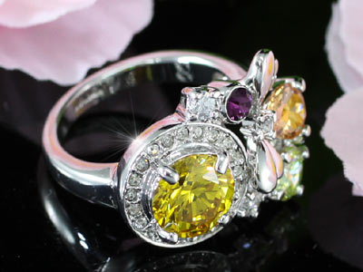 3 Carat Multi-Colour Flower Created Topaz Ring XR105-2