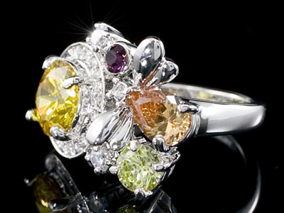 3 Carat Multi-Colour Flower Created Topaz Ring XR105-3