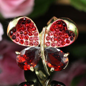 4 Carat Red Butterfly Ring use Austrian Crystal Free Size XR111-0