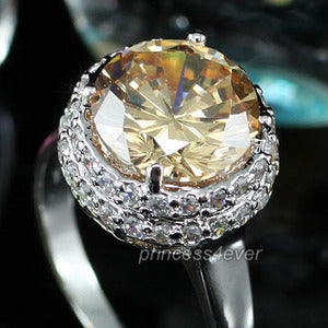 3.5 Carat Sparkling Amber Colour Created Sapphire Ring XR135-0
