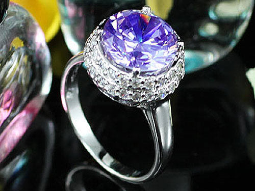 3.5 Carat Sparkling Purple Created Sapphire Ring XR137-1