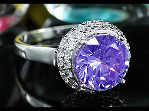 3.5 Carat Sparkling Purple Created Sapphire Ring XR137-2