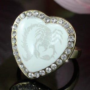 White Heart Scorpion Ring use Swarovski Crystal XR144-0