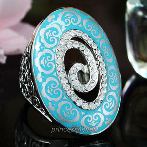 Vintage Style Aqua Blue Ring use Swarovski Crystal XR149-0