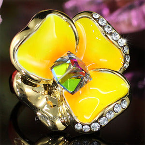 Yellow Flower Ring use Swarovski Crystal XR156-0