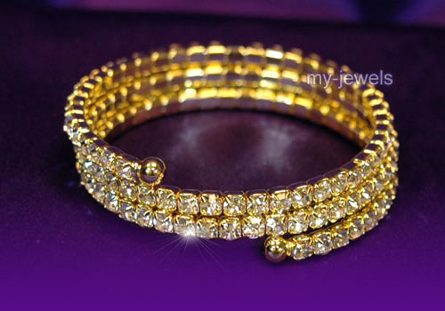 Clear Crystal Stretchable Gold Bangle / Armlet XA009-0