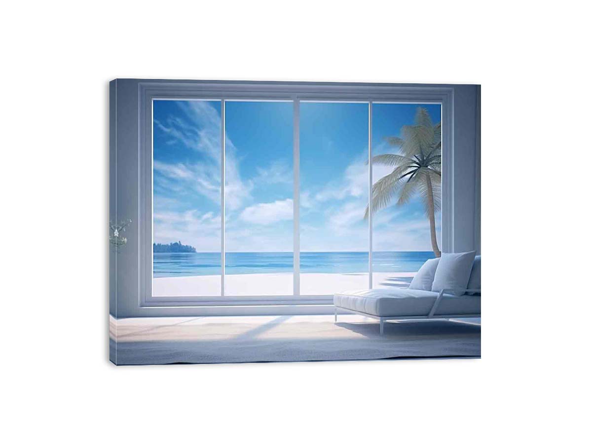 Beach Window Art Canvas Art Print-3