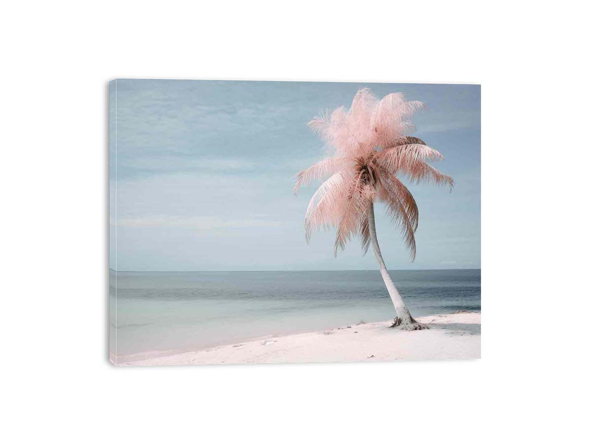Silver Pink Beach Tree Canvas Art Print-3