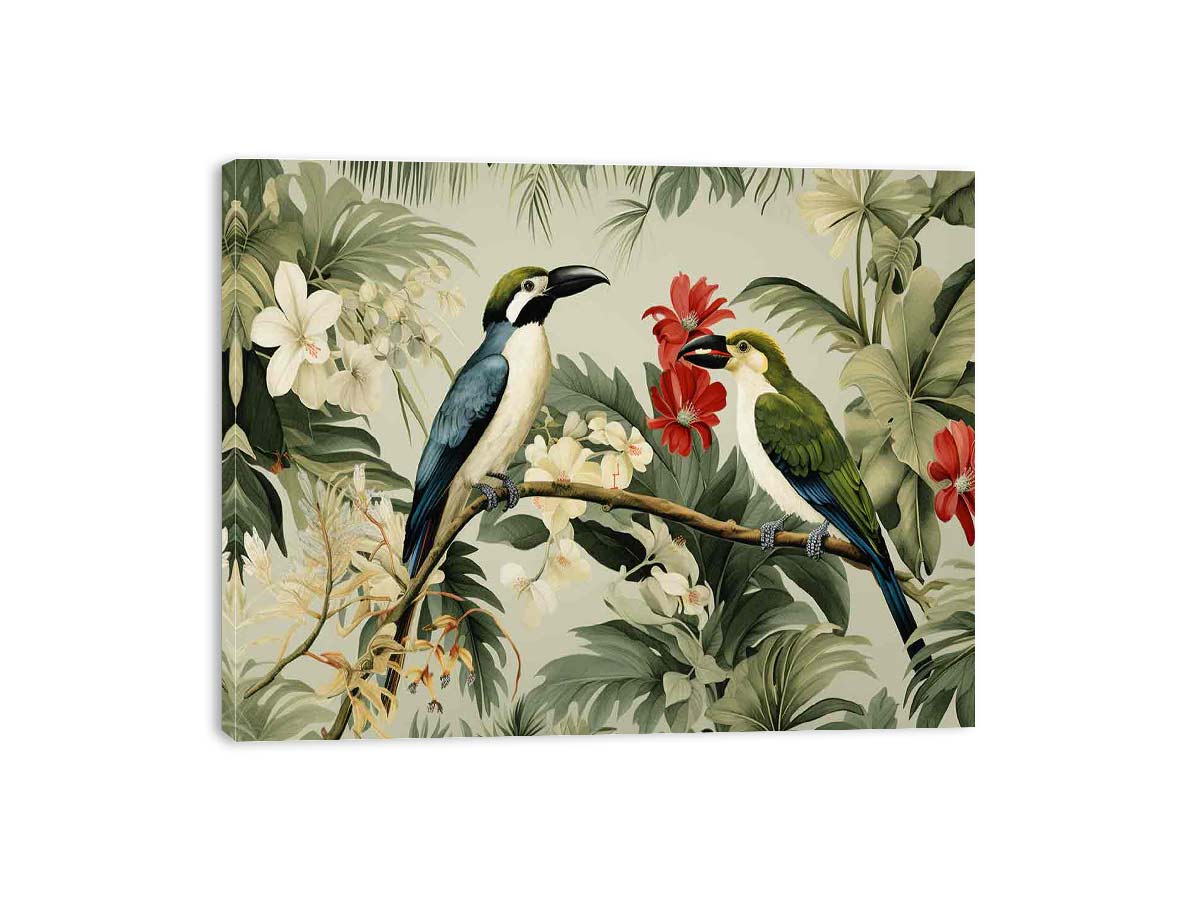 Lily Birds Tropical Wall Art Canvas Art Print-3