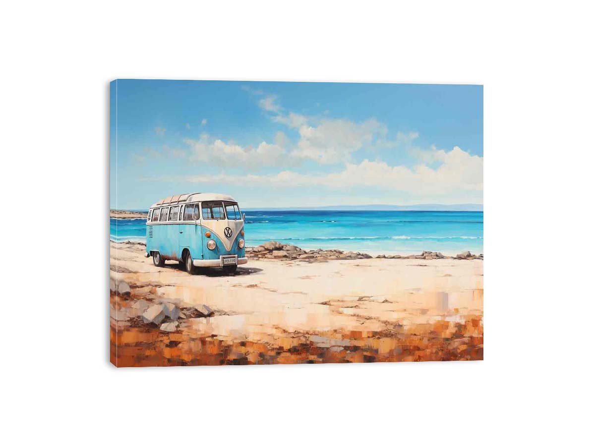 campervan Beach Art Canvas Art Print-3