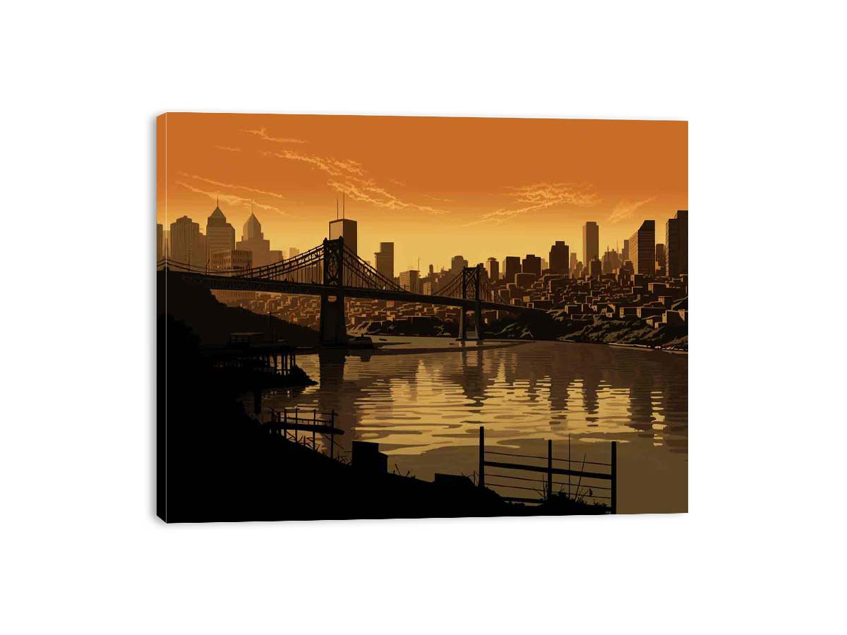 Story Bridge Sepia Art Canvas Art Print-3