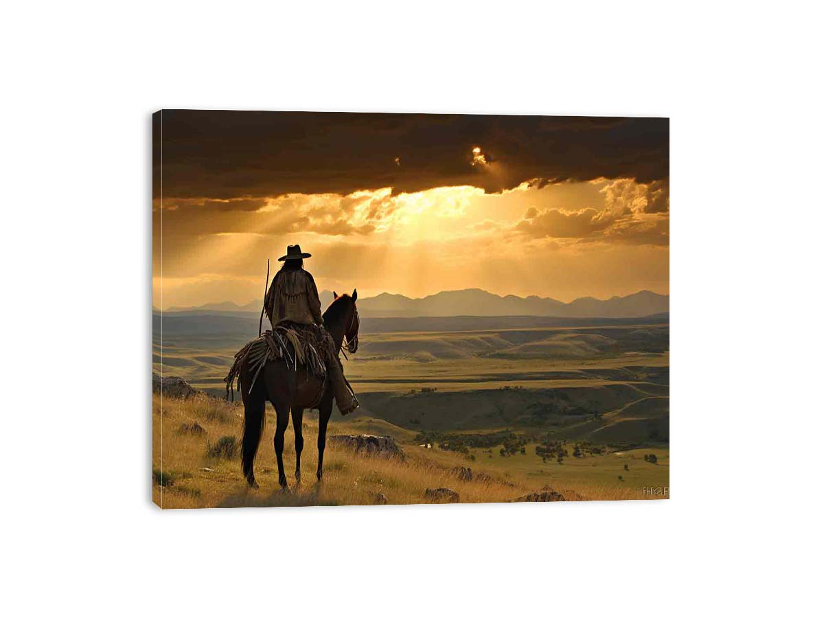Montana Horse Rider  Canvas Art Print-3
