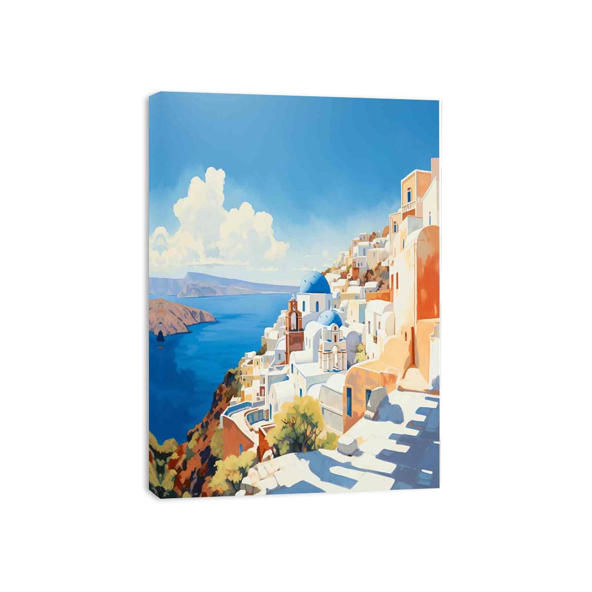 Santorini Coastline Canvas Art Print-3