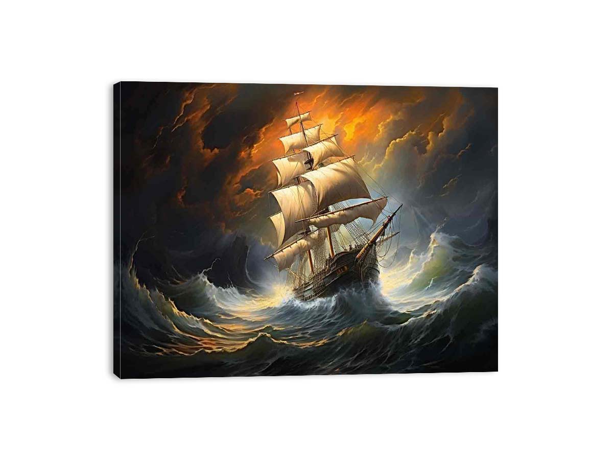 Storm Ship Art Canvas Art Print-3