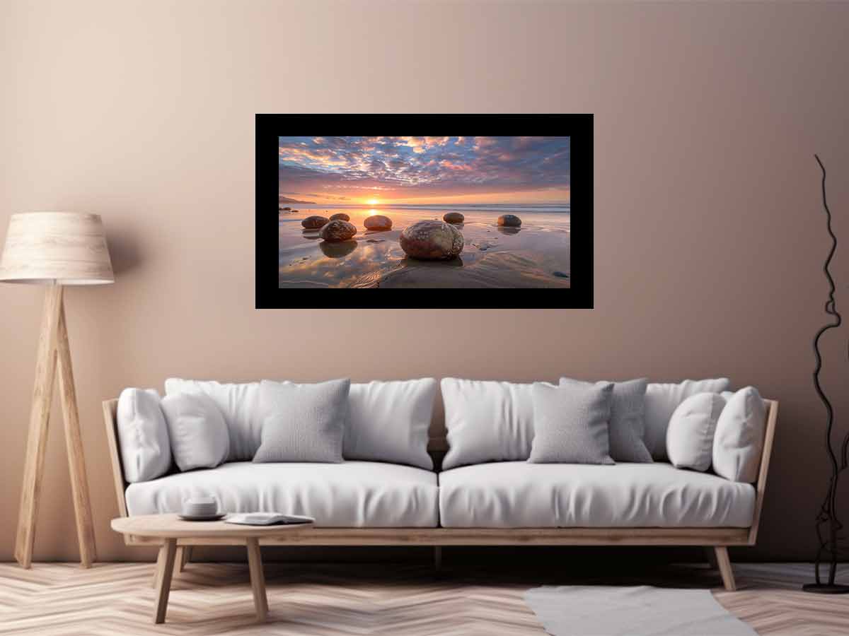 beach Stone Sunset Canvas Art Print-2