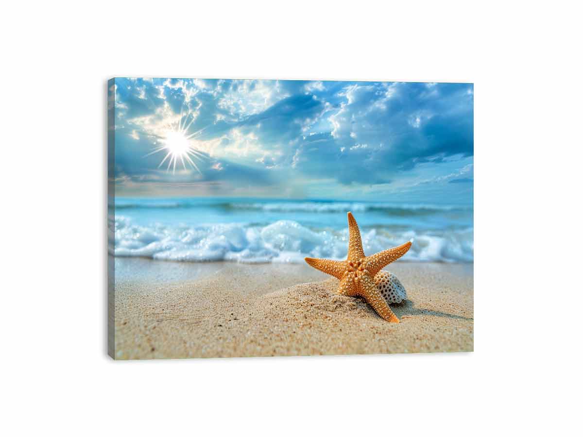 Starfish on Beach  Canvas Art Print-3