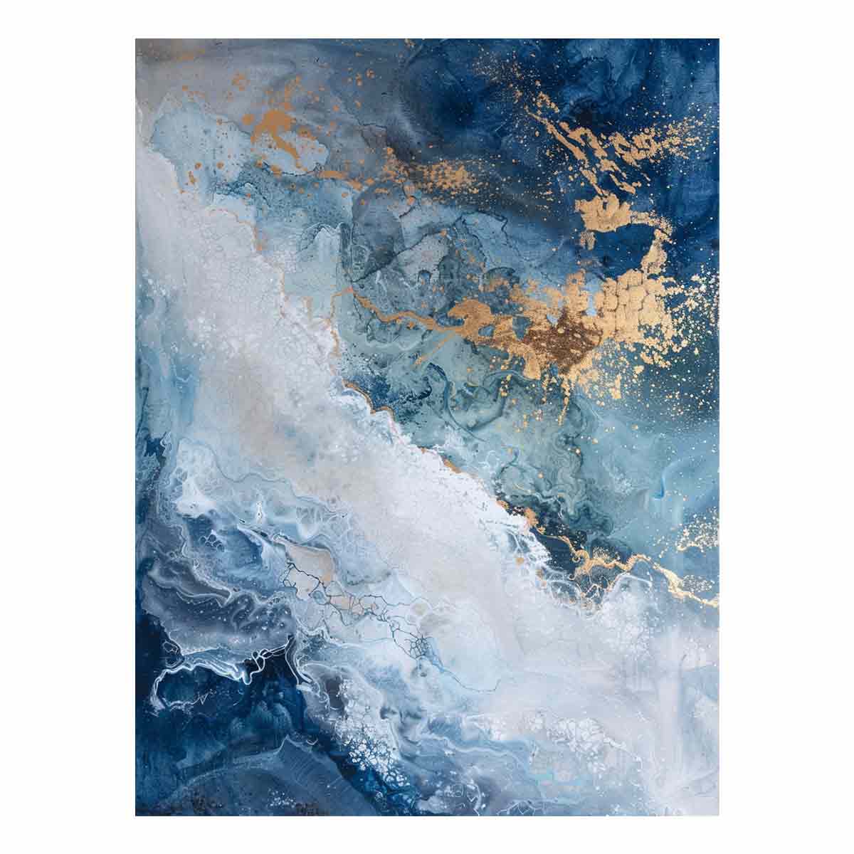 Blue Gold  Luxury Painting  Canvas Art Print-0